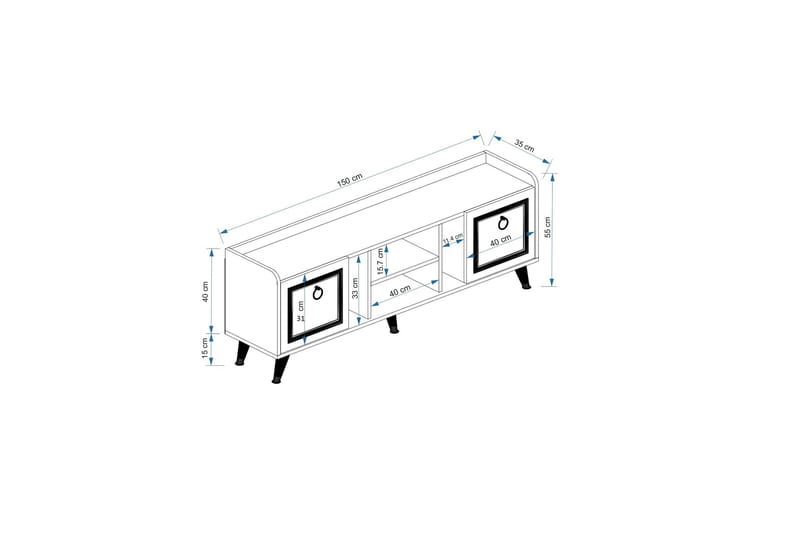 Tv-möbelset Irubhi 150x35 cm Brun - Hanah Home - Möbler - TV- & Mediamöbler - TV-möbelset