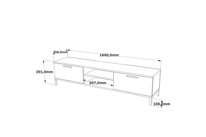 Tv-möbelset Jahida 160x35 cm Mörkblå/Svart - Hanah Home - Möbler - TV- & Mediamöbler - TV-möbelset