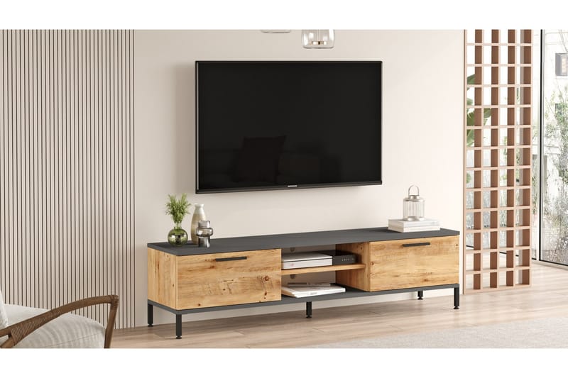 Tv-möbelset Jahida 160x35 cm Mörkblå/Svart - Hanah Home - Möbler - TV- & Mediamöbler - TV-möbelset