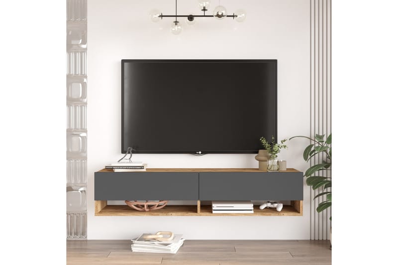 Tv-möbelset Jaivind 140x31,6 cm Mörkblå/Svart - Hanah Home - TV-möbelset