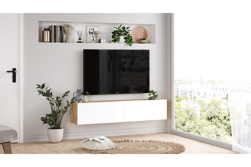 Tv-möbelset Jaivind 140x31,6 cm Mörkblå/Vit - Hanah Home - TV-möbelset
