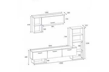 Tv-möbelset Mega 120x22 cm Brun/Svart - Hanah Home - Möbler - TV- & Mediamöbler - TV-möbelset