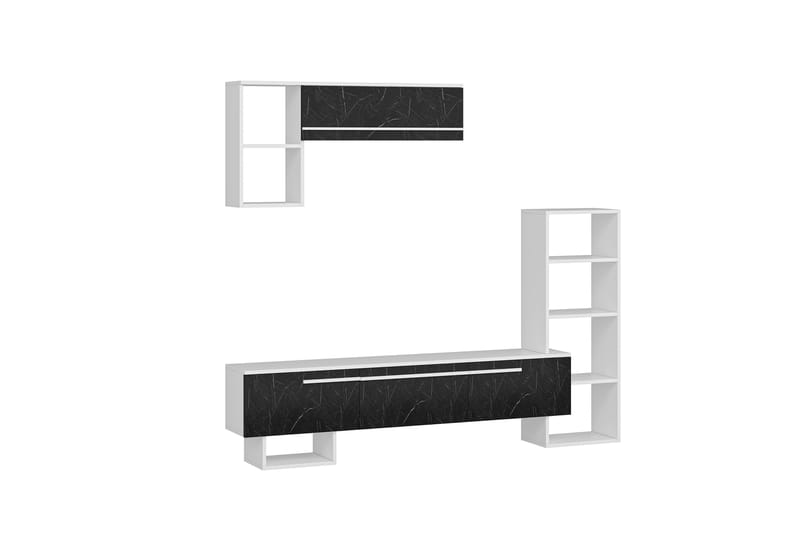 Tv-möbelset Mega 120x22 cm Vit/Svart - Hanah Home - Möbler - TV- & Mediamöbler - TV-möbelset