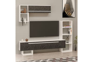 Tv-möbelset Mega 120x22 cm Vit/Svart - Hanah Home - Möbler - TV- & Mediamöbler - TV-möbelset