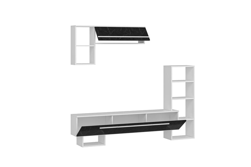Tv-möbelset Mega 120x22 cm Vit/Svart - Hanah Home - Möbler - TV- & Mediamöbler - TV-möbelset