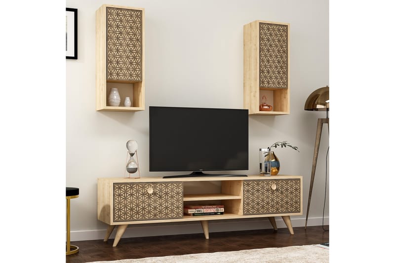Tv-möbelset Melinsa 150x35 cm Brun - Hanah Home - TV-möbelset