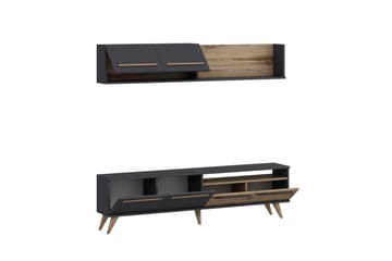 Tv-möbelset Mono 180x22 cm Brun/Svart - Hanah Home - Möbler - TV- & Mediamöbler - TV-möbelset