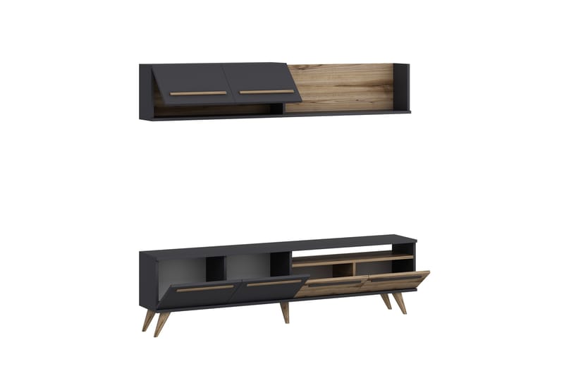 Tv-möbelset Mono 180x22 cm Brun/Svart - Hanah Home - Möbler - TV- & Mediamöbler - TV-möbelset