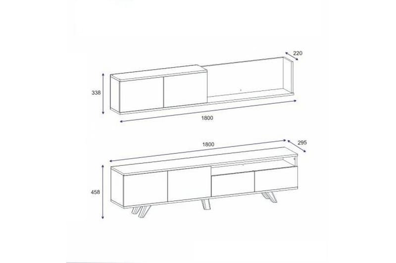 Tv-möbelset Mono 180x22 cm Brun/Svart - Hanah Home - TV-möbelset