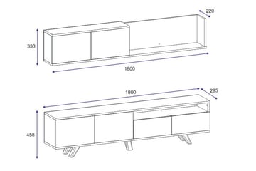 Tv-möbelset Mono 180x22 cm Mörkblå - Hanah Home - Möbler - TV- & Mediamöbler - TV-möbelset