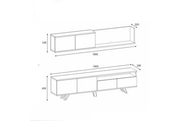 Tv-möbelset Mono 180x22 cm Vit - Hanah Home - Möbler - TV- & Mediamöbler - TV-möbelset