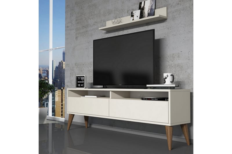 TV-Möbelset Nyarai 150 cm - Vit/Grå - TV-möbelset