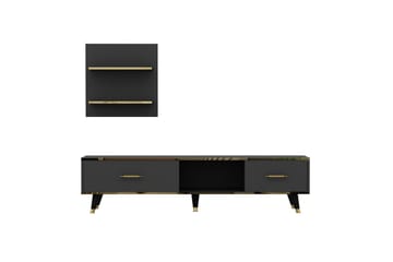 Tv-möbelset Rebelo 180x35 cm Svart - Hanah Home - Möbler - TV- & Mediamöbler - TV-möbelset
