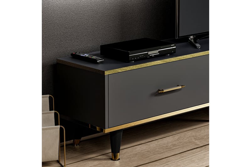Tv-möbelset Rebelo 180x35 cm Svart - Hanah Home - Möbler - TV- & Mediamöbler - TV-möbelset