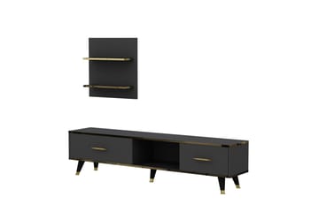 Tv-möbelset Rebelo 180x35 cm Svart - Hanah Home - Möbler - TV- & Mediamöbler - TV-möbelset