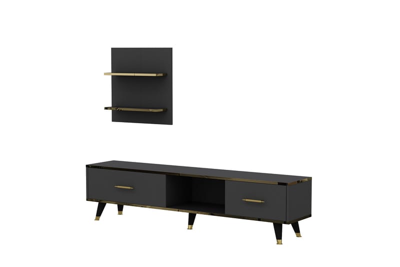 Tv-möbelset Rebelo 180x35 cm Svart - Hanah Home - Möbler - TV- & Mediamöbler - TV-möbelset