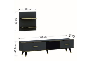 Tv-möbelset Rebelo 180x35 cm Svart - Hanah Home - Möbler - TV- & Mediamöbler - TV-möbelset