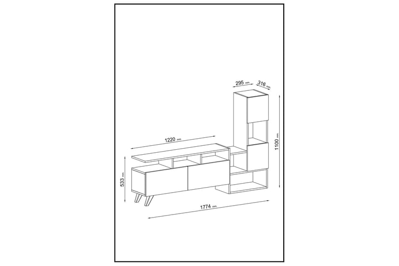 Tv-möbelset Showsley 55,4x31,6 cm Brun/Svart - Hanah Home - TV-möbelset