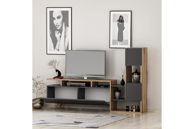 Tv-möbelset Showsley 55,4x31,6 cm Brun/Svart - Hanah Home - Möbler - TV- & Mediamöbler - TV-möbelset