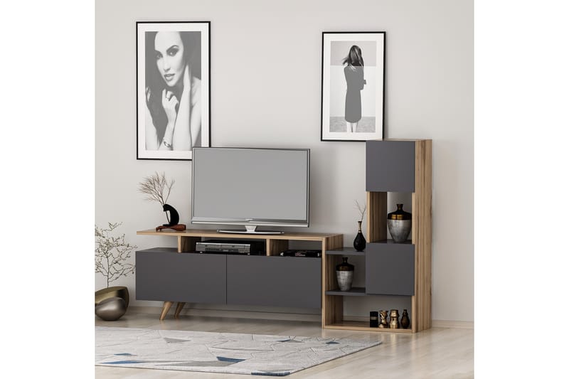 Tv-möbelset Showsley 55,4x31,6 cm Brun/Svart - Hanah Home - Möbler - TV- & Mediamöbler - TV-möbelset