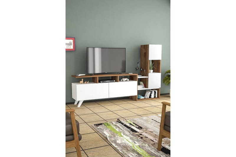 Tv-möbelset Showsley 55,4x31,6 cm Vit/Brun - Hanah Home - TV-möbelset