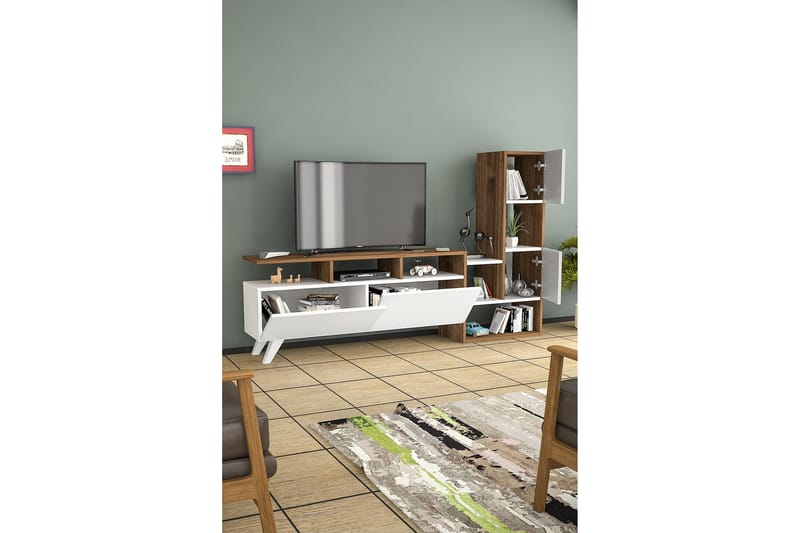 Tv-möbelset Showsley 55,4x31,6 cm Vit/Brun - Hanah Home - TV-möbelset