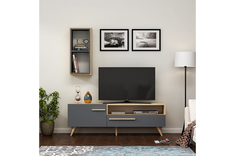 Tv-möbelset Zera 150x35 cm Brun/Svart - Hanah Home - TV-möbelset