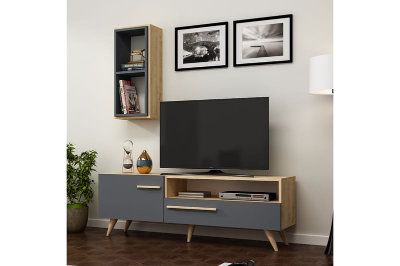 Tv-möbelset Zera 150x35 cm Brun/Svart - Hanah Home - TV-möbelset