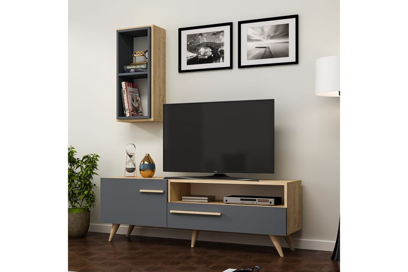 Tv-möbelset Zera 150x35 cm Brun/Svart - Hanah Home - Möbler - TV- & Mediamöbler - TV-möbelset