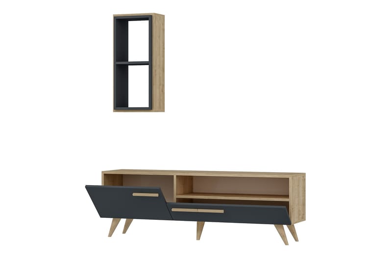 Tv-möbelset Zera 150x35 cm Brun/Svart - Hanah Home - Möbler - TV- & Mediamöbler - TV-möbelset