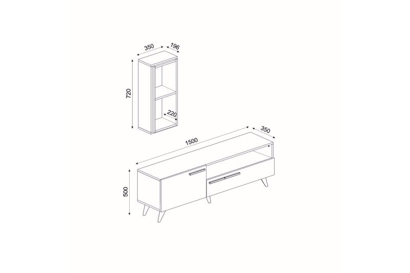 Tv-möbelset Zera 150x35 cm Brun/Svart - Hanah Home - TV-möbelset