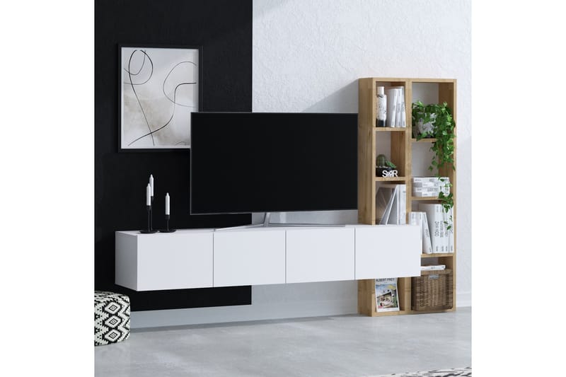 Tv-möbelset Pana 182x32 cm Vit/Brun - Hanah Home - Möbler - TV- & Mediamöbler - TV-möbelset