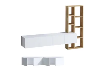 Pana Tv-möbelset 182x32 cm Vit/Brun - Hanah Home - Möbler - TV- & Mediamöbler - TV-möbelset