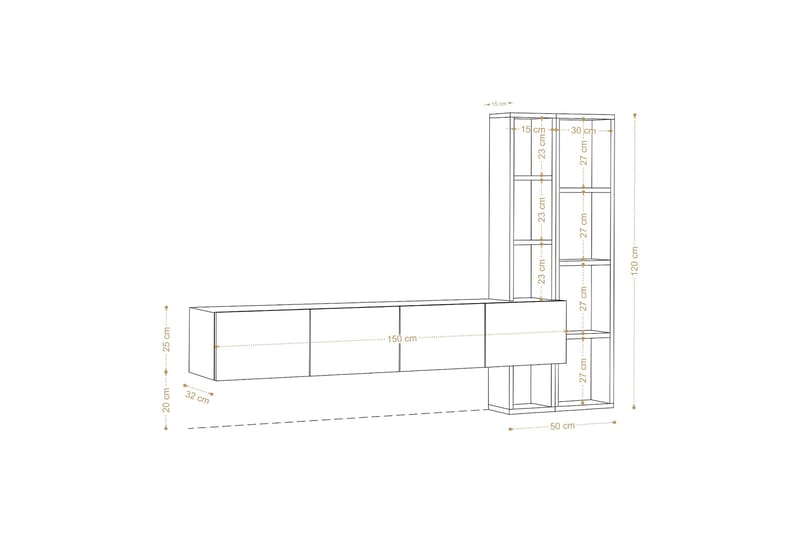 Pana Tv-möbelset 182x32 cm Vit/Brun - Hanah Home - Möbler - TV- & Mediamöbler - TV-möbelset