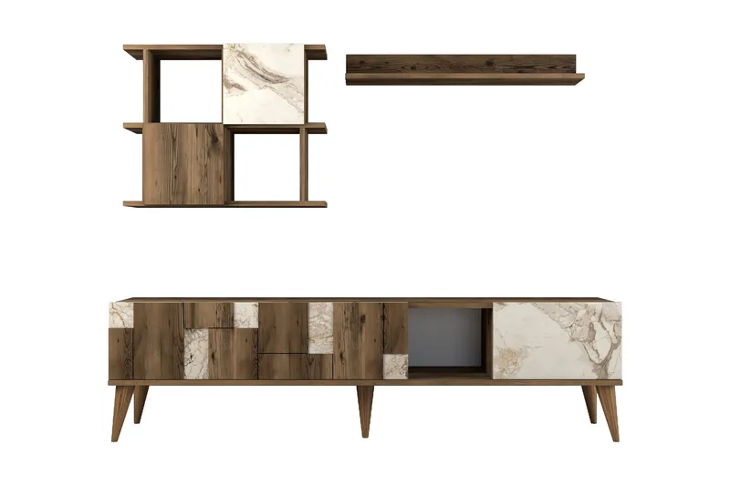 Alsacia Tv-möbelset 180 cm - Vit/Mörkbrun - Möbler - TV- & Mediamöbler - TV-möbelset