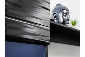 Apryl Modern TV Mediamöbel med Vitrinskåp och LED-belysning - Svart / Trä / Glas - Möbler - TV- & Mediamöbler - TV-möbelset