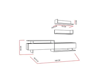 Ayaze Tv-bänk - Vit/Brun - Möbler - TV- & Mediamöbler - TV-möbelset