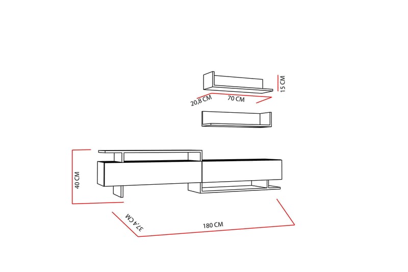 Ayaze Tv-bänk - Vit/Brun - Möbler - TV- & Mediamöbler - TV-möbelset
