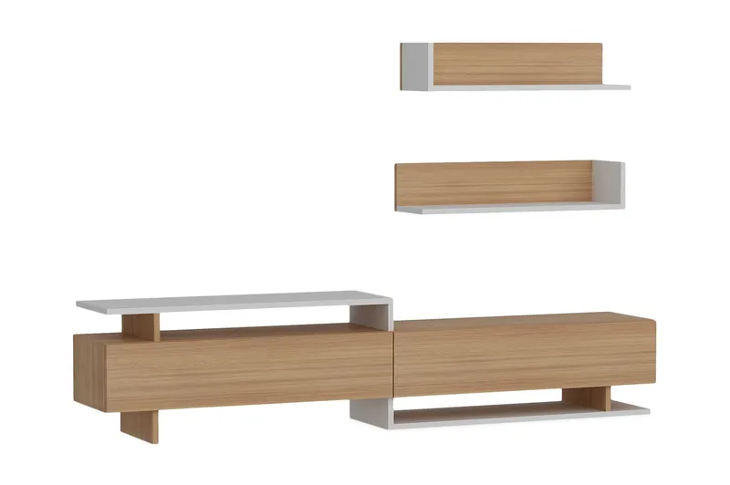 Ayaze Tv-bänk - Vit/Brun - Möbler - TV- & Mediamöbler - TV-möbelset