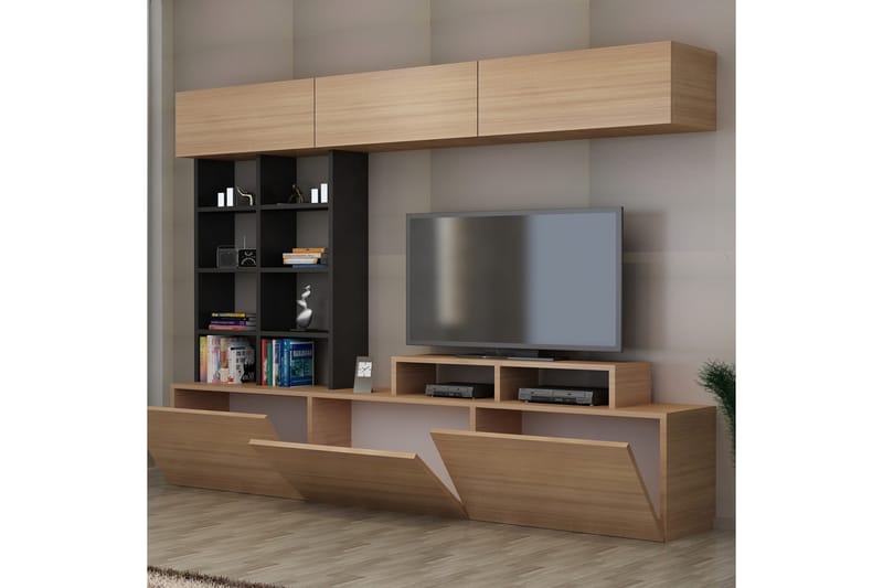 Decorotika Mediaförvaring - Teak/Svart - Möbler - TV- & Mediamöbler - TV-möbelset