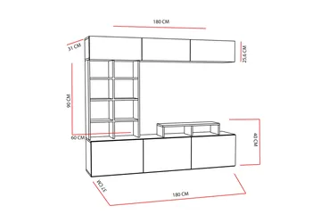 Decorotika Mediaförvaring - Teak/Svart - Möbler - TV- & Mediamöbler - TV-möbelset