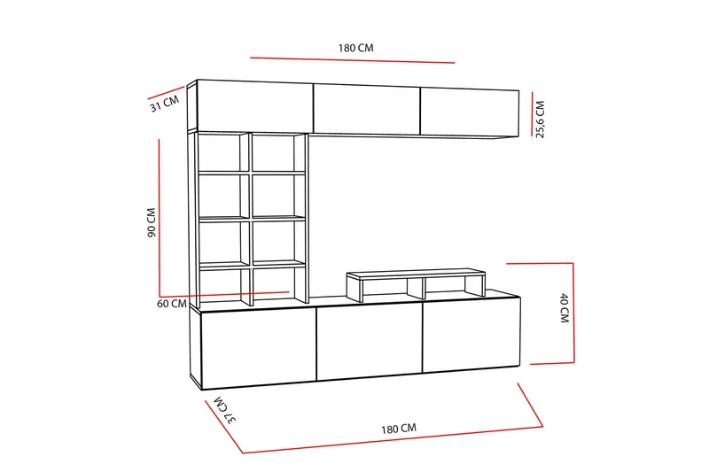 Decorotika Mediaförvaring - Teak/Svart - Möbler - TV- & Mediamöbler - TV-möbelset