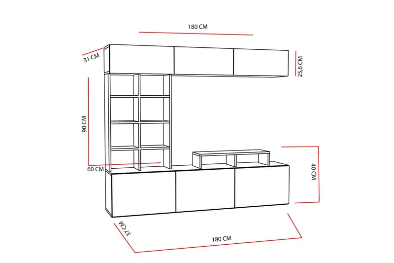 Decorotika Mediaförvaring - Teak/Svart - Möbler - TV- & Mediamöbler - TV-möbelset