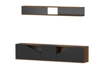 Decorotika Tv-bänk med Hylla - Valnöt/Svart - Möbler - TV- & Mediamöbler - TV-möbelset