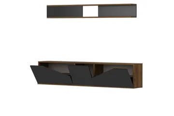 Decorotika Tv-bänk med Hylla - Valnöt/Svart - Möbler - TV- & Mediamöbler - TV-möbelset