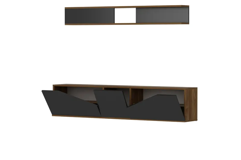 Decorotika Tv-bänk med Hylla - Valnöt/Svart - Möbler - TV- & Mediamöbler - TV-möbelset