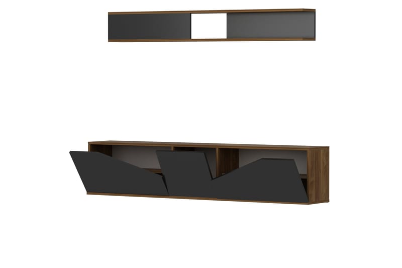 Decorotika Tv-bänk med Hylla - Valnöt/Svart - Möbler - TV- & Mediamöbler - TV-möbelset