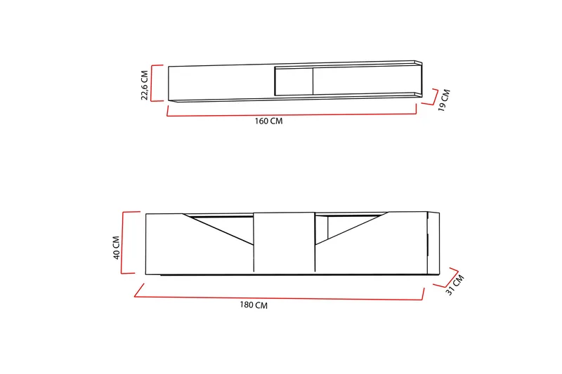 Decorotika Tv-bänk med Hylla - Valnöt/Svart - Möbler - TV- & Mediamöbler - TV-möbelset