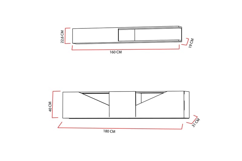 Decorotika Tv-bänk med Hylla - Valnöt/Svart - Möbler - TV- & Mediamöbler - TV-möbelset