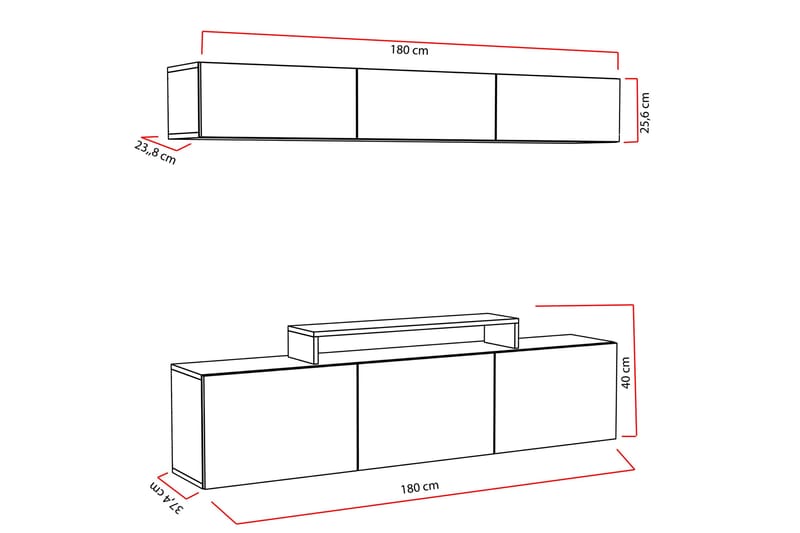 Decorotika Tv-bänk - Vit - Möbler - TV- & Mediamöbler - TV-möbelset